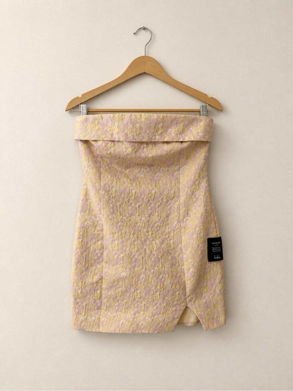 Lulu's Pastel Yellow and Lilac Jacquard Mini Dress